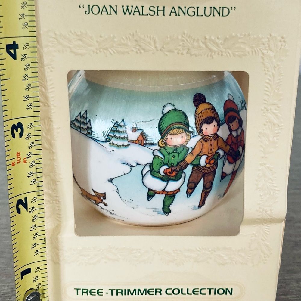 Hallmark Vintage Christmas 1980 Joan Walsh Anglund Glass Ball Ornament
